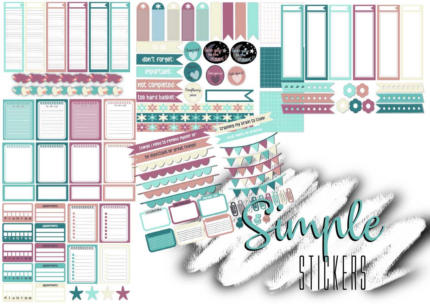 sSimle Digital planner sticker set